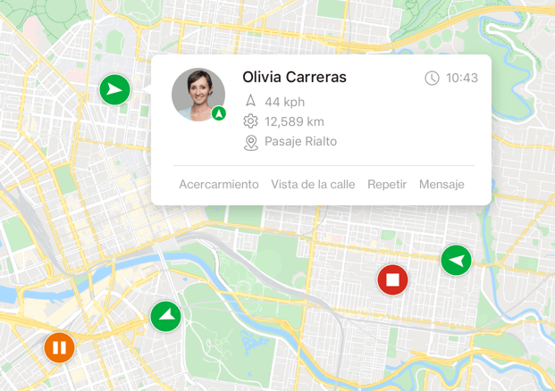 Ve el estatus de tus vehículos y del trabajo en casi tiempo real